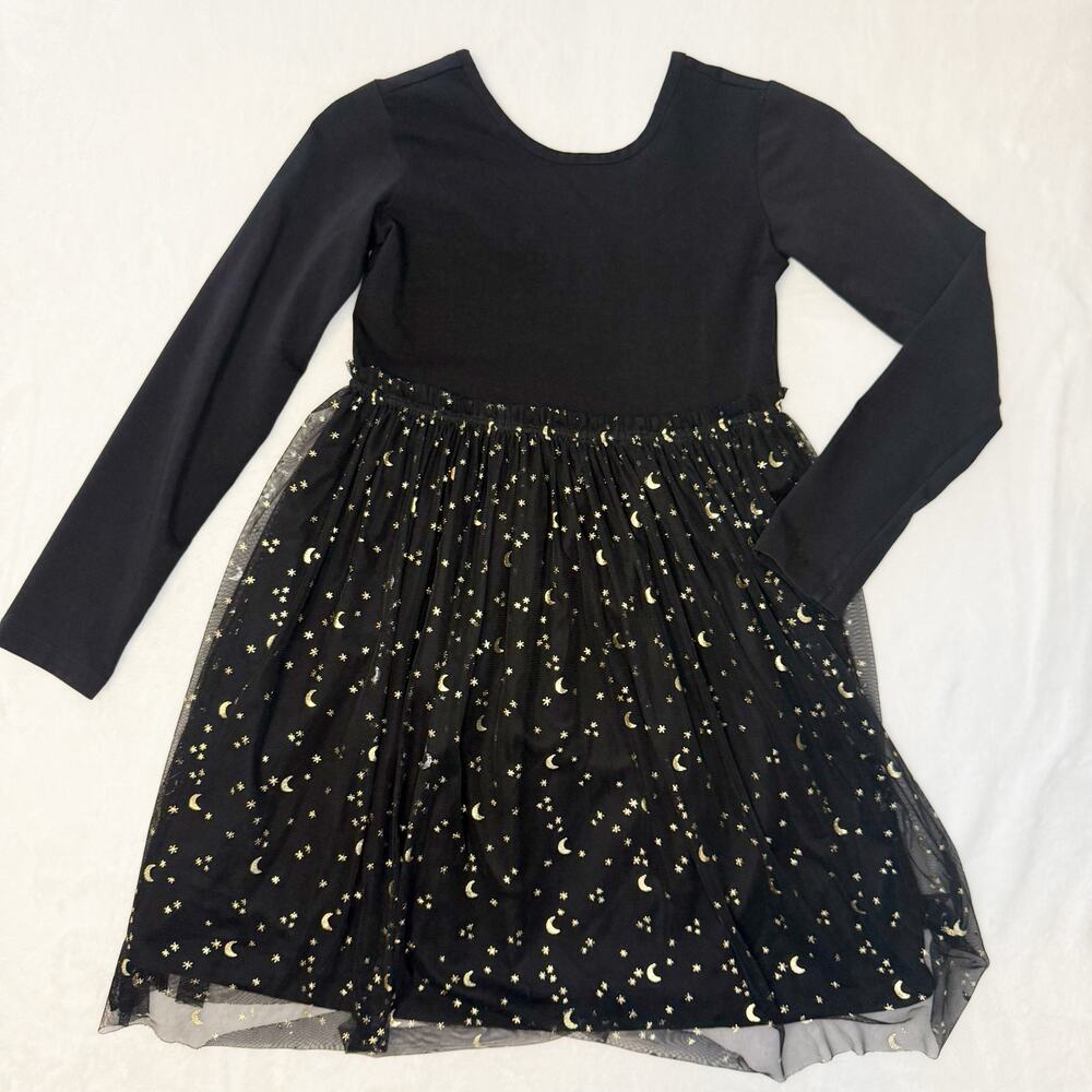 Hanna Andersson Moon and Star Tulle Black Dress Kids size 10Y